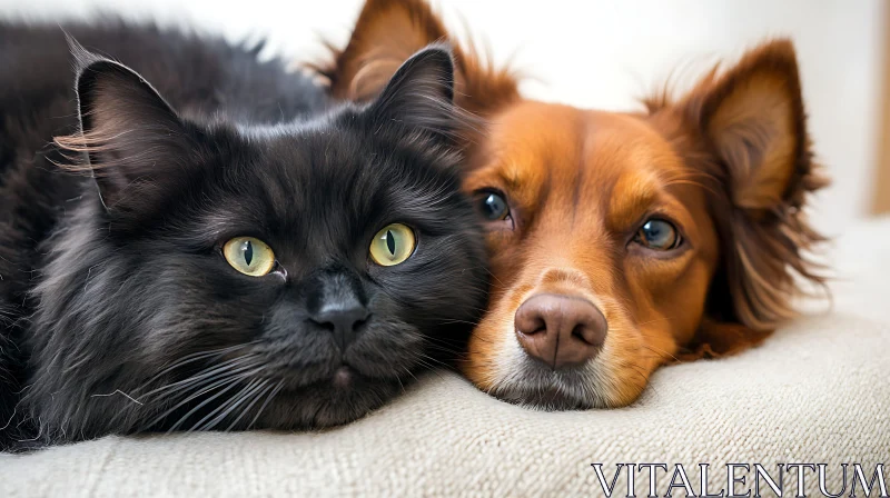 Black Cat and Brown Dog Side-by-Side AI Image