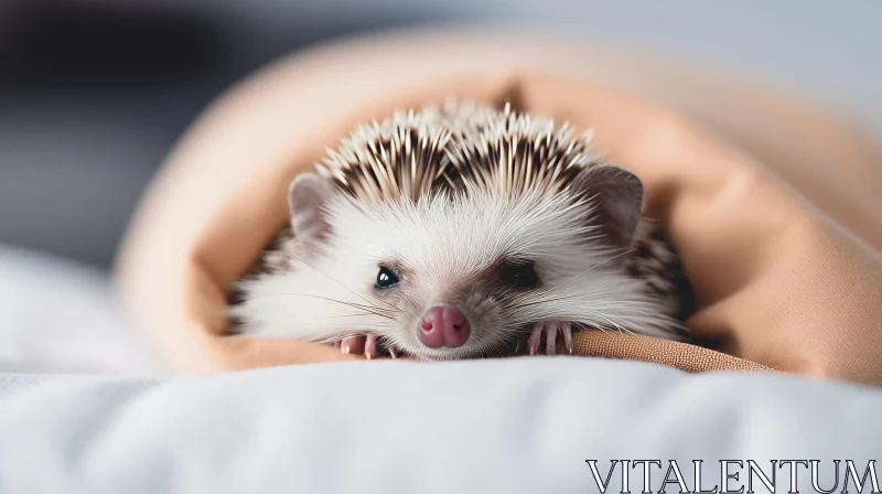 Charming Baby Hedgehog Wrapped in Blanket AI Image