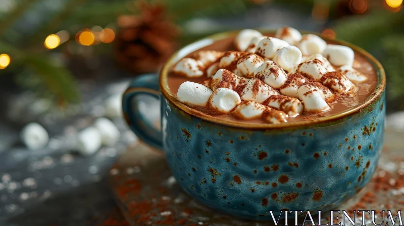 AI ART Delicious Hot Chocolate with Marshmallows on Dark Background