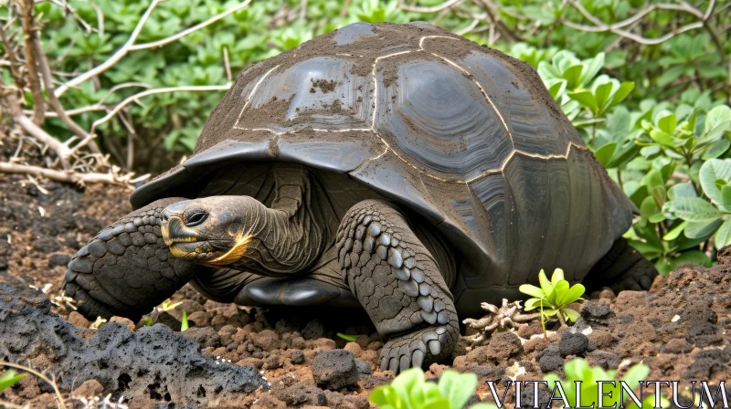 Graceful Galapagos Tortoise in Natural Habitat AI Image