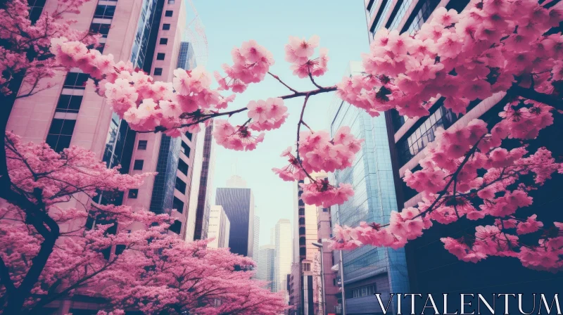Pink Flower Blooming in City | Kawaii Aesthetic | UHD Image AI Image