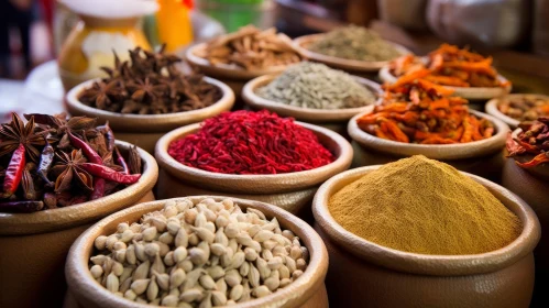 Tactile and Richly Colored Spices in a Store