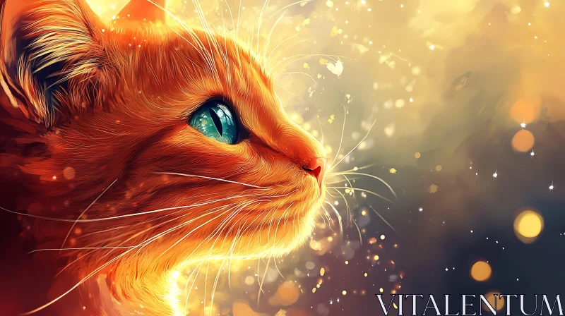 Surreal Golden Cat Profile Artwork AI Image