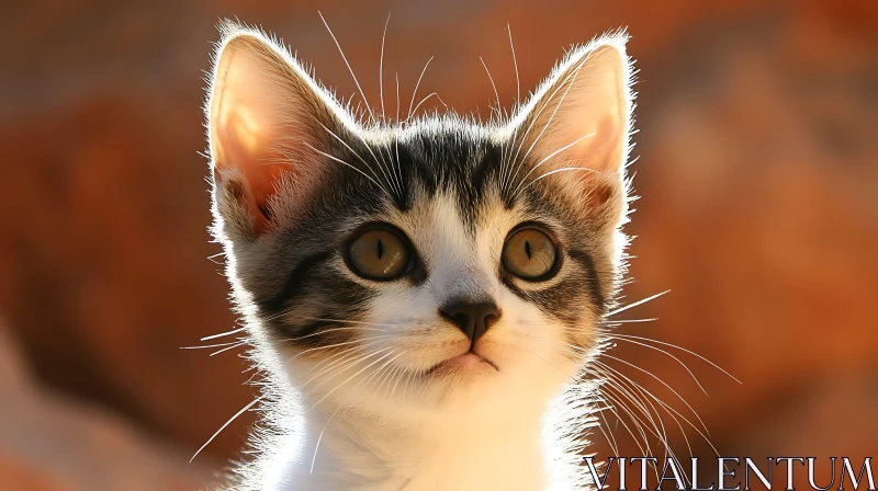 Young Kitten Portrait with Green Eyes AI Image