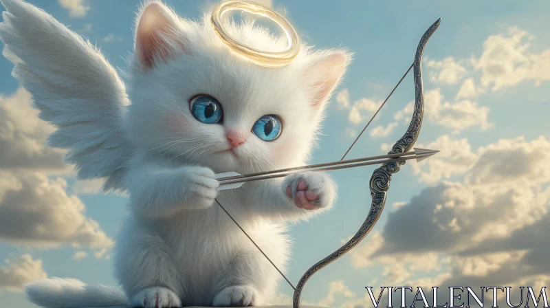 AI ART Heavenly Kitten Archer