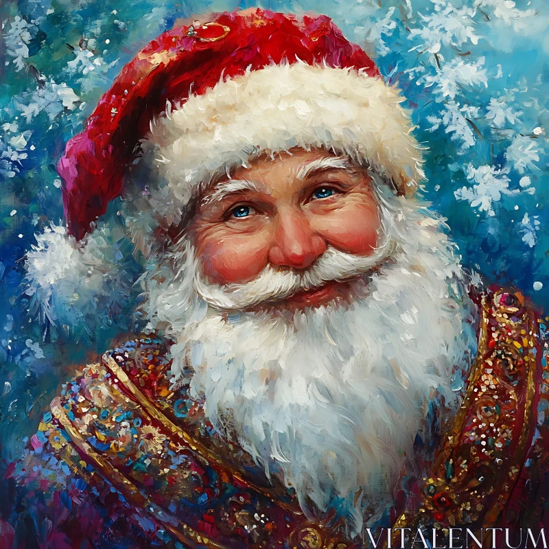 Vibrant Santa Claus Painting for Christmas AI Image