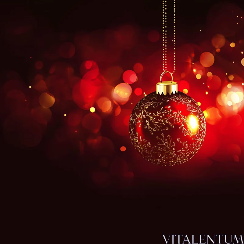 Festive Holiday Bauble with Gold Detailing AI Image