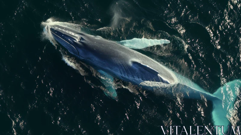 Blue Whale Swimming in the Ocean - Majestic Nature Photography AI Image