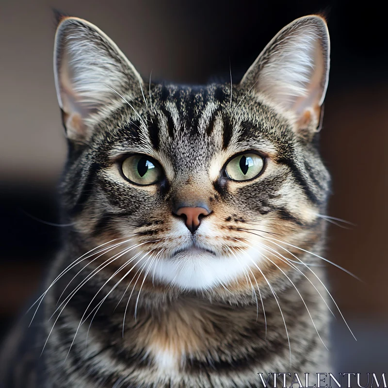 Tabby Cat with Green Eyes - Close-Up AI Image