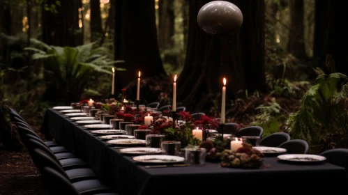 Enchanting Forest Table: A Captivating Display of Dark Elegance