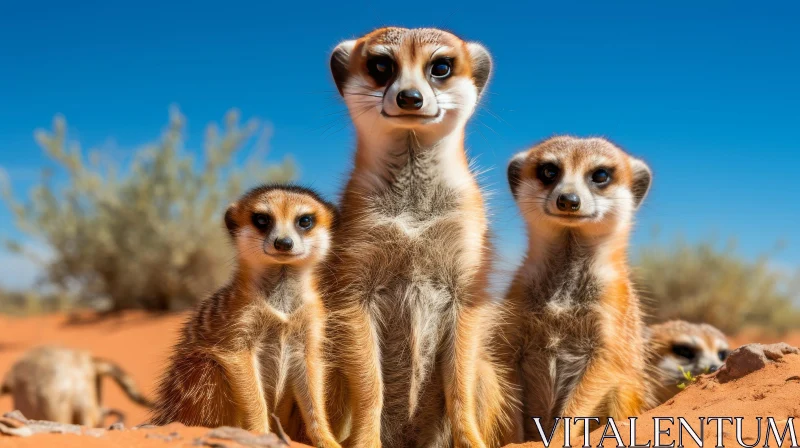Enigmatic Meerkats: Desert Wildlife Trio AI Image