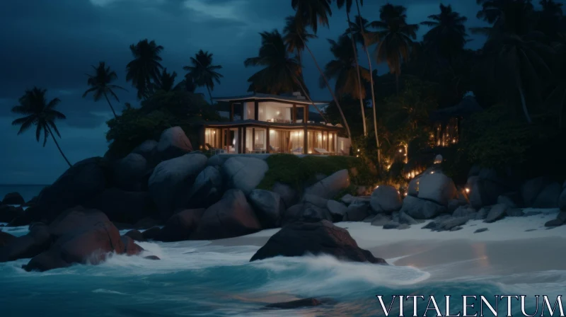 Nighttime Beach Resort in Unreal Engine 5 Style: Immersive and Captivating AI Image