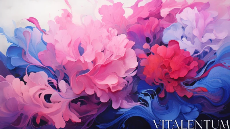 Soft Dreamy Abstract Painting in Pink, Blue, and Purple AI Image