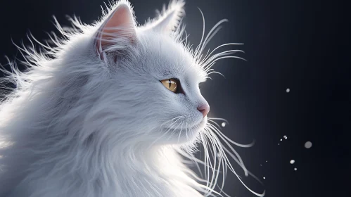 Side Profile of a White Cat