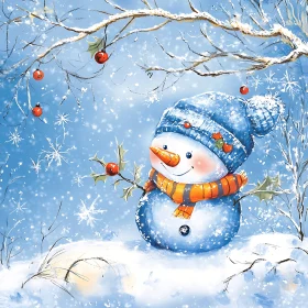 Festive Snowman in a Snowy Landscape