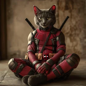 Feline Superhero: Grey Cat in Detailed Costume
