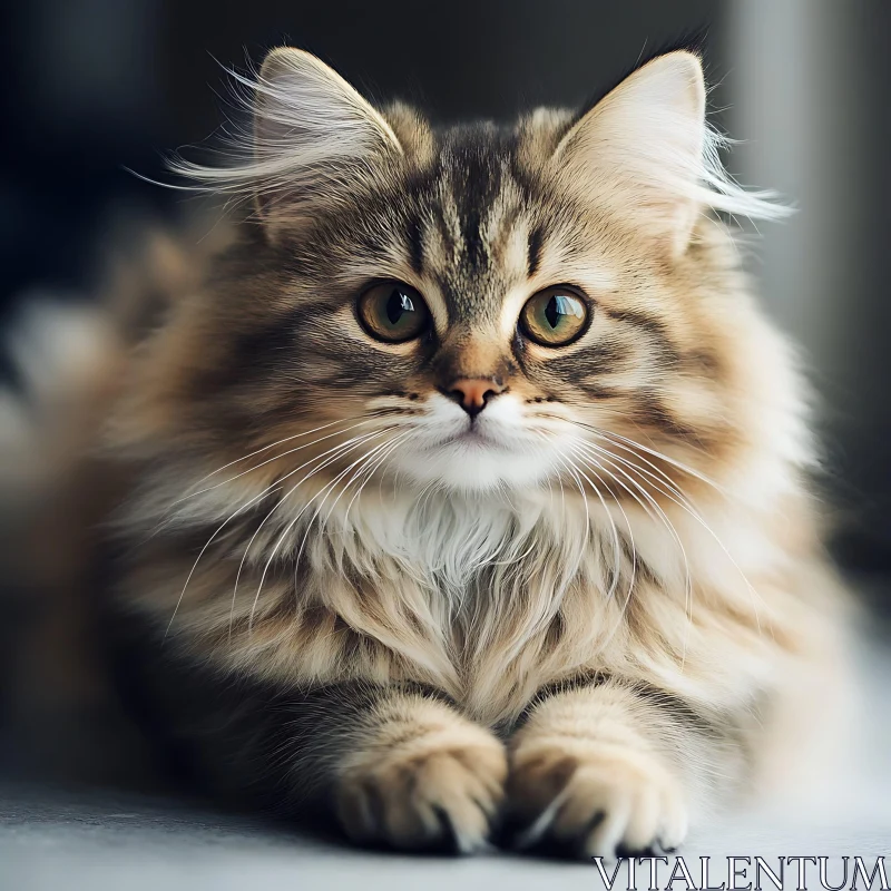 Detailed Portrait of a Fluffy Cat