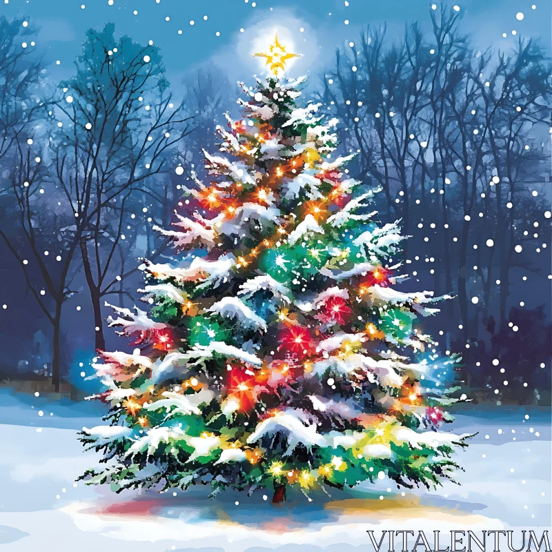 Snowy Festive Christmas Tree