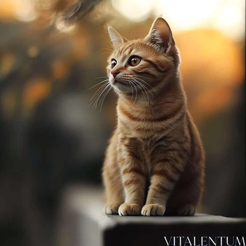AI ART Pensive Orange Feline in Golden Light
