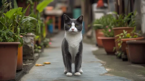 Garden Path Cat Portrait