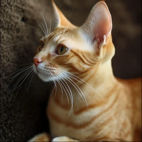 Ginger Cat Portrait with Green Eyes