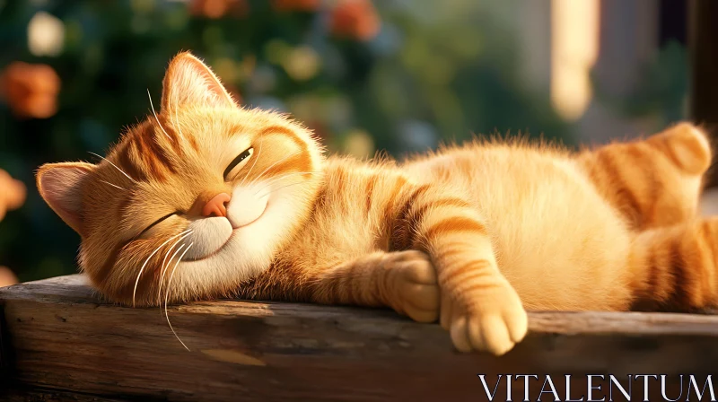 Serene Orange Tabby Cat in Warm Sunlight