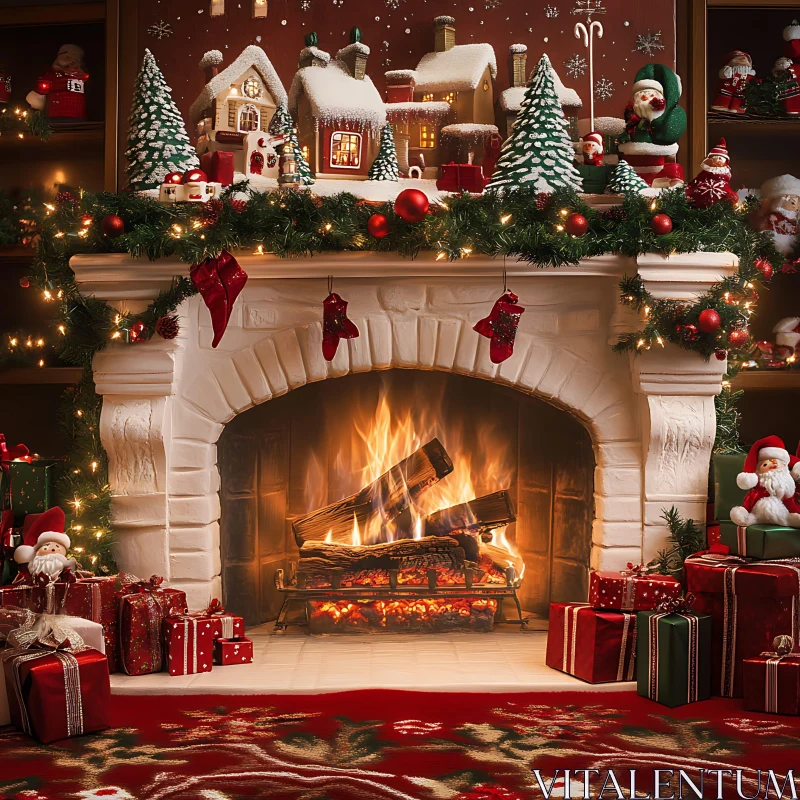 Holiday Decor and Gifts by the Fireplace