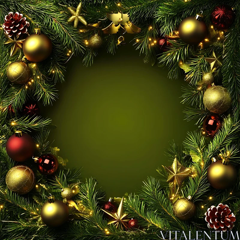 Holiday Wreath Adorned with Baubles and Lights