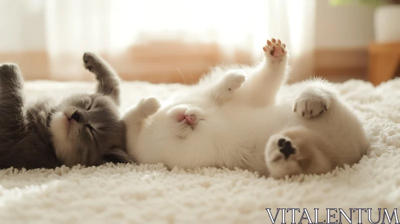 Cute Kittens Relaxing on a Soft White Blanket AI Image