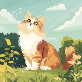Cat in Green Field