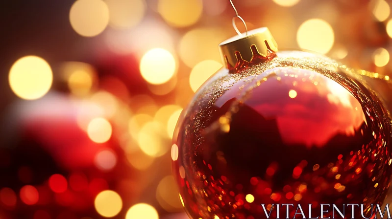 Festive Red Christmas Ornament with Glittering Details