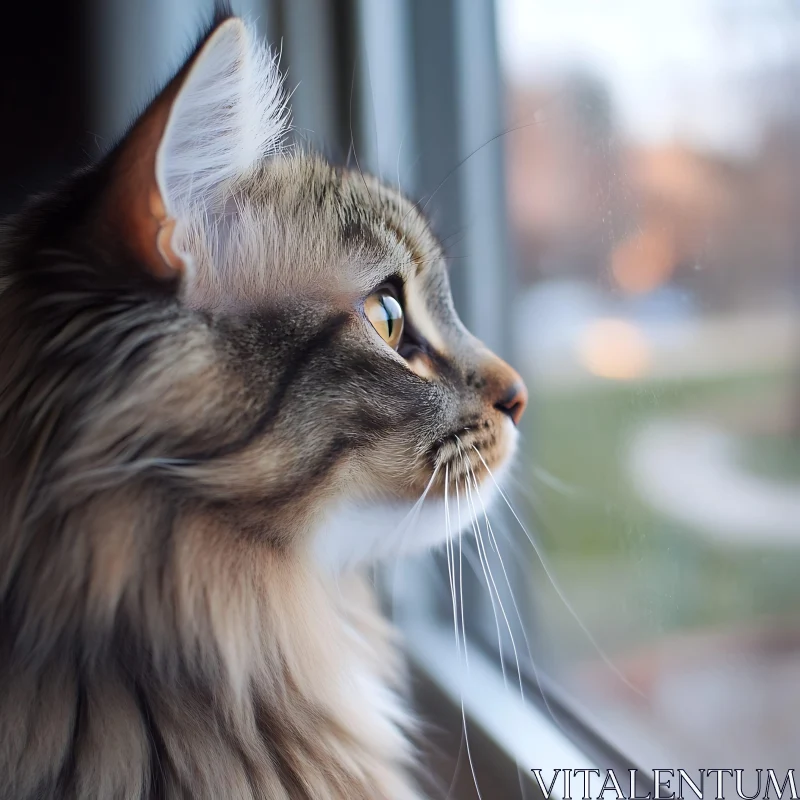 AI ART Intense Feline Stare Through Glass