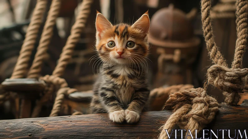 Curious Kitten with Ropes AI Image