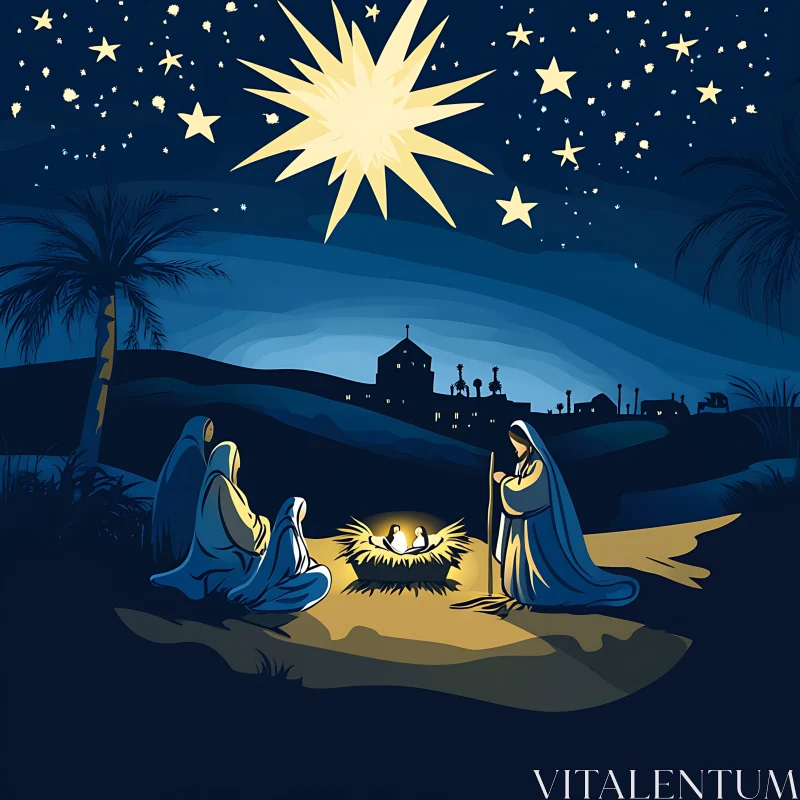 Holy Nativity Night Illustration