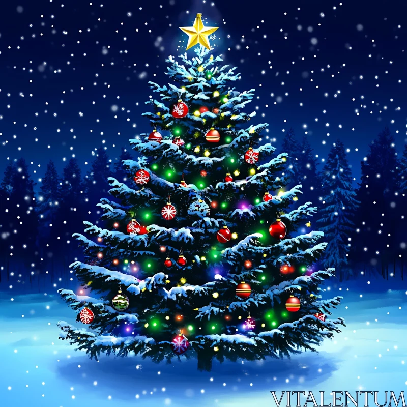 Enchanted Festive Tree in Winter Wonderland