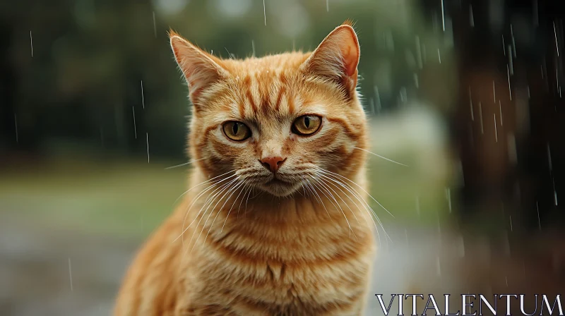 Ginger Cat Rainy Day