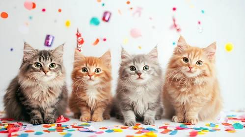 Cute Furry Kittens in a Festive Setting
