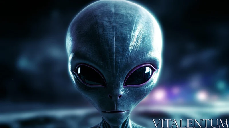 Alien Head 3D Render - Mysterious Extraterrestrial Encounter AI Image