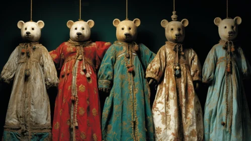 Baroque-Inspired Teddy Bear Collection in Teal and Red