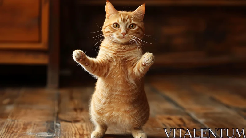 AI ART Playful Orange Tabby on Hind Legs