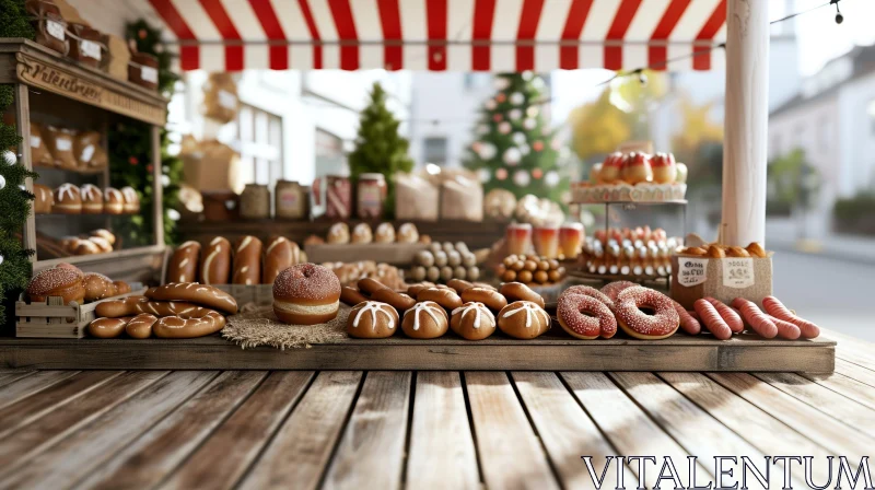 Christmas Bakery Stall at a Festive Market AI Image
