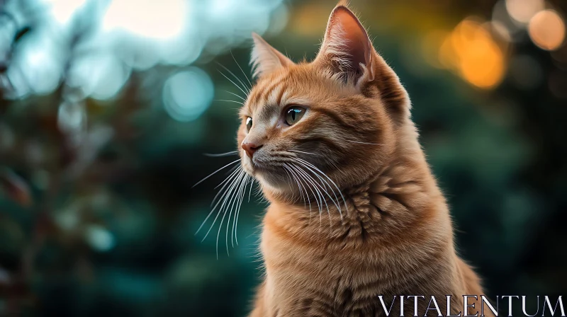 Expressive Ginger Cat in Nature Setting