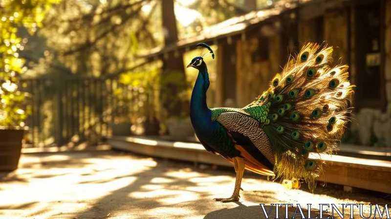 Exquisite Peacock Display: A Captivating Nature Sight AI Image