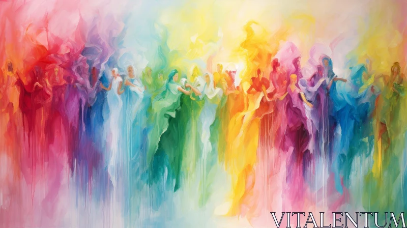 Joyful Women Dancing Painting AI Image