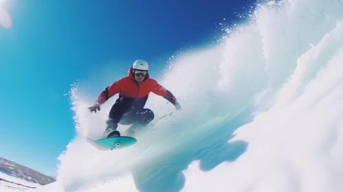 Snowboarding on a Wave: A Captivating Action Shot