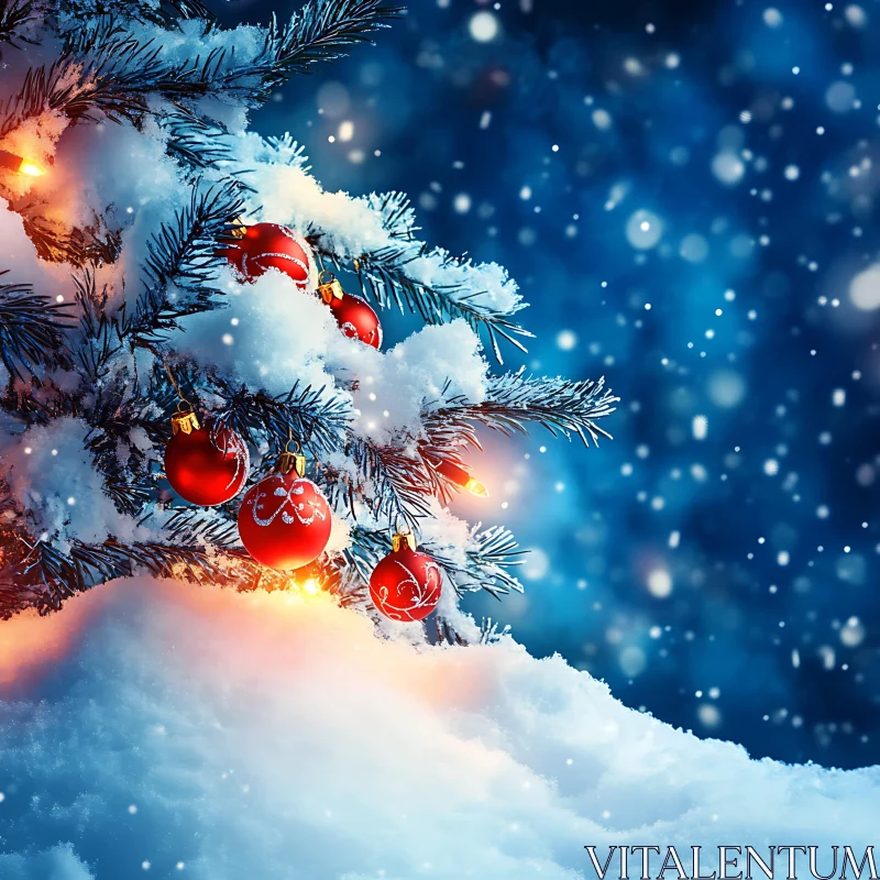 Serene Winter Christmas Scene AI Image