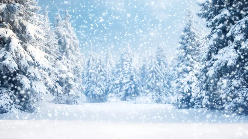 Peaceful Snow-Covered Forest Scene