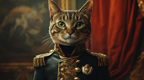 Noble Cat in Ornate Officer Attire