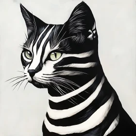 Zebra-Striped Cat Digital Art