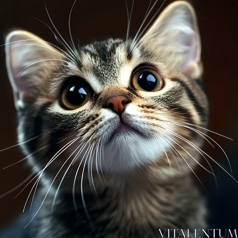 Cute Kitten Portrait with Big Eyes and Whiskers AI Image